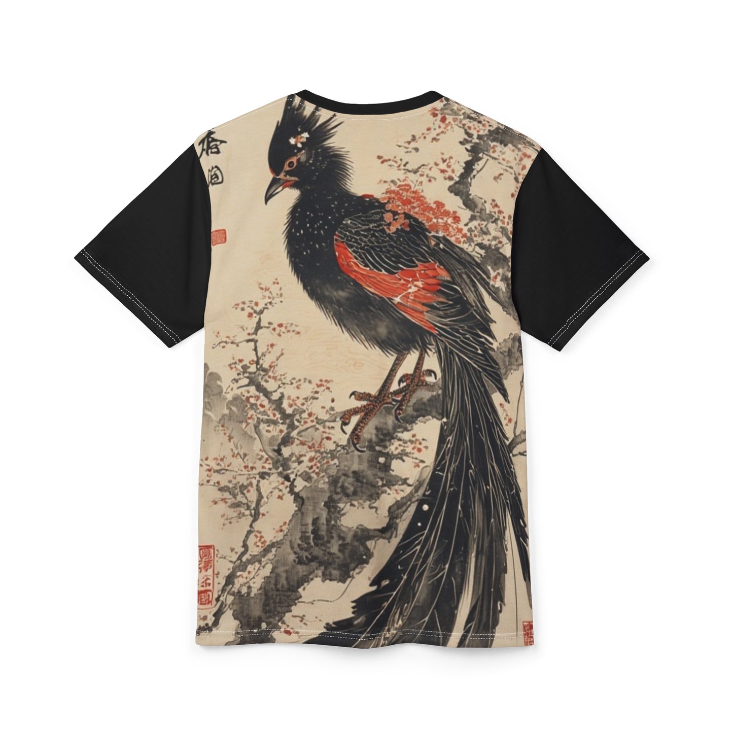 Elegant Unisex Cut & Sew Tee - Vintage Bird Art, Unique Graphic Tee, Nature Lover Gift, Stylish AOP Shirt, Trendy Summer Wear