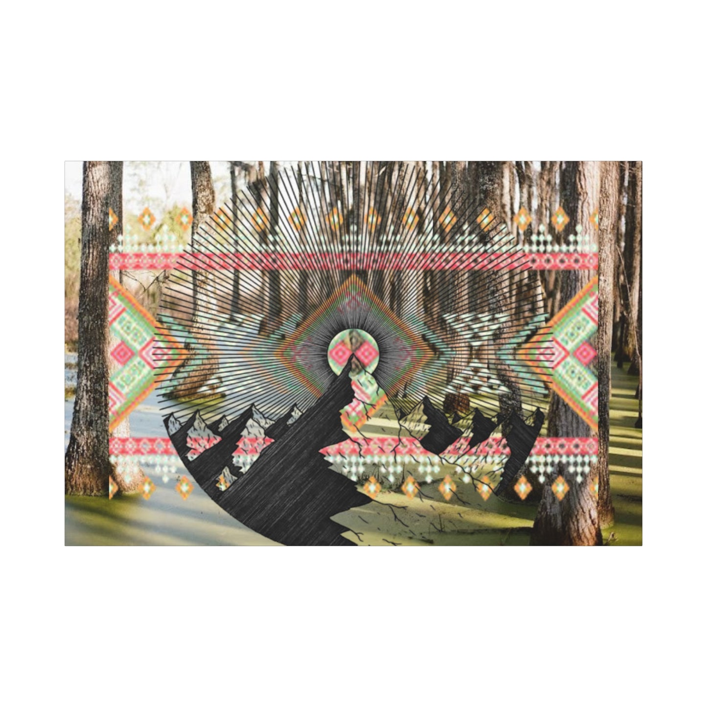 Artistic Matte Canvas Print, Nature Wall Art, Bohemian Home Decor, Forest Landscape Decor, Tribal Design, Gift for Nature Lovers