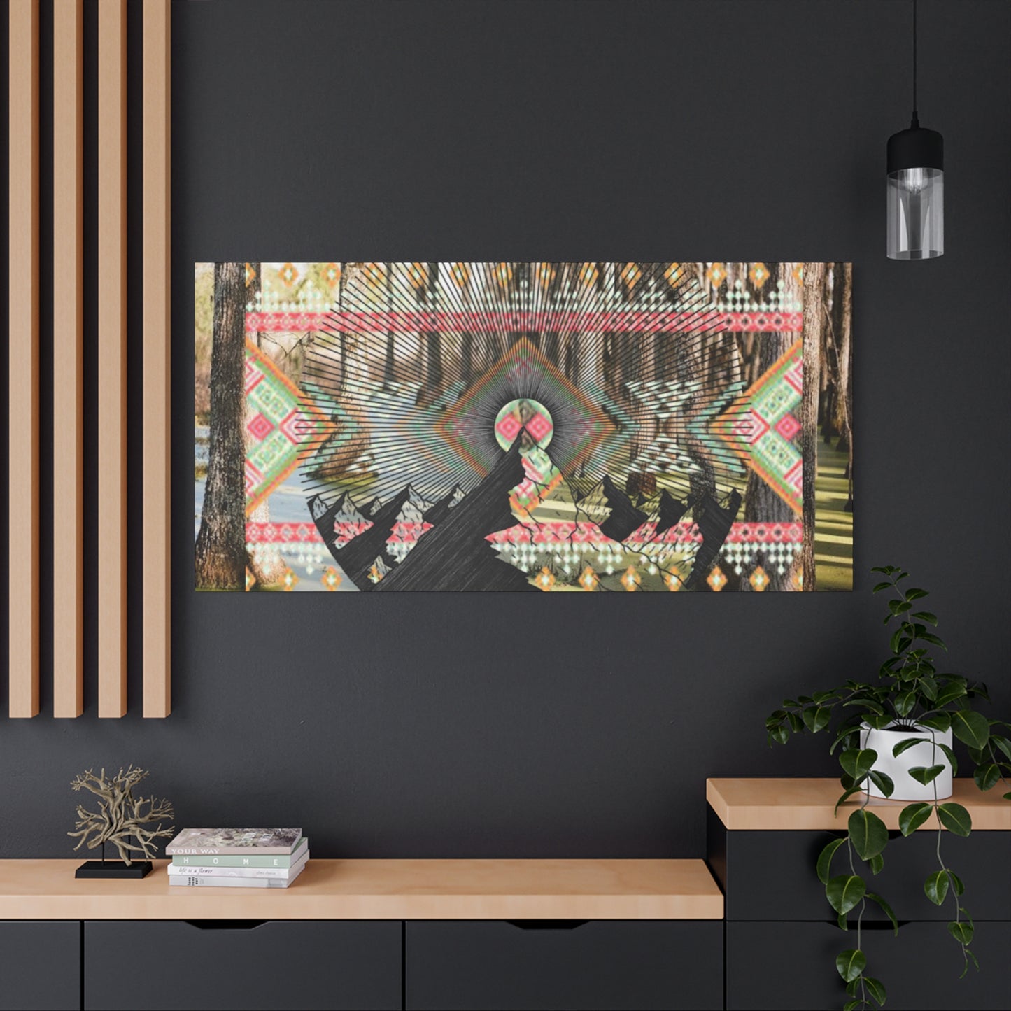 Artistic Matte Canvas Print, Nature Wall Art, Bohemian Home Decor, Forest Landscape Decor, Tribal Design, Gift for Nature Lovers