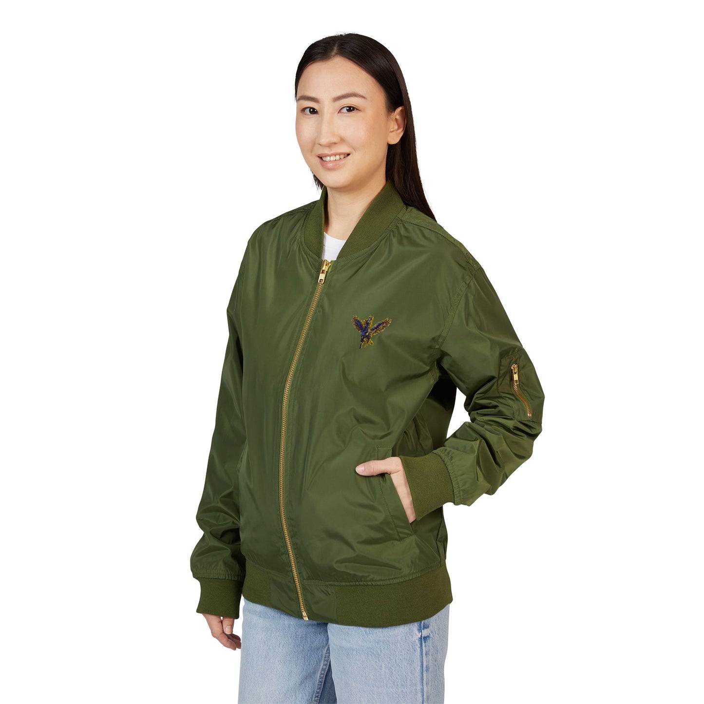 Sustainable Embroidered Bomber Jacket, Eco-Friendly Fashion, Trendy Outerwear, Unique Gift Idea, Fall & Winter Style