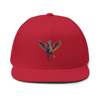 Majestic Pegasus Flat Bill Cap, Embroidered Snapback Hat, Casual Wear, Gifts for Horse Lovers, Unique Headwear