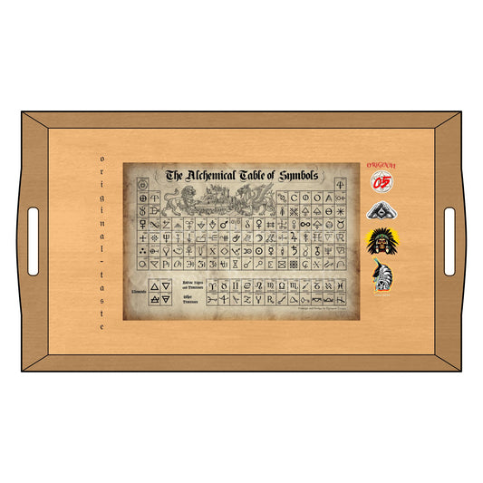 Engraved Bamboo Serving Tray - Unique Home Decor, Kitchen Gift, Alchemical Symbols, Rustic Serving Platter, Eco-Friendly Tray