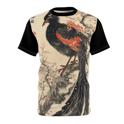 Elegant Unisex Cut & Sew Tee - Vintage Bird Art, Unique Graphic Tee, Nature Lover Gift, Stylish AOP Shirt, Trendy Summer Wear