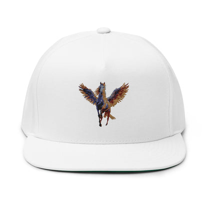 Majestic Pegasus Flat Bill Cap, Embroidered Snapback Hat, Casual Wear, Gifts for Horse Lovers, Unique Headwear