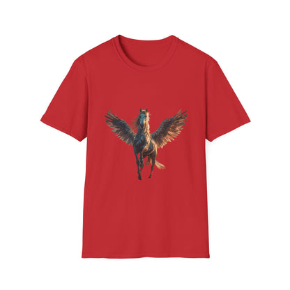 Original-taste Majestic Winged Horse Unisex Softstyle T-Shirt, Fantasy Apparel, Equestrian Gift, Animal Lover Tee, Unique Graphic Shirt