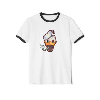 Ringer T-Shirt with Fun Donald Duck and Bad Mickey Mouse Design