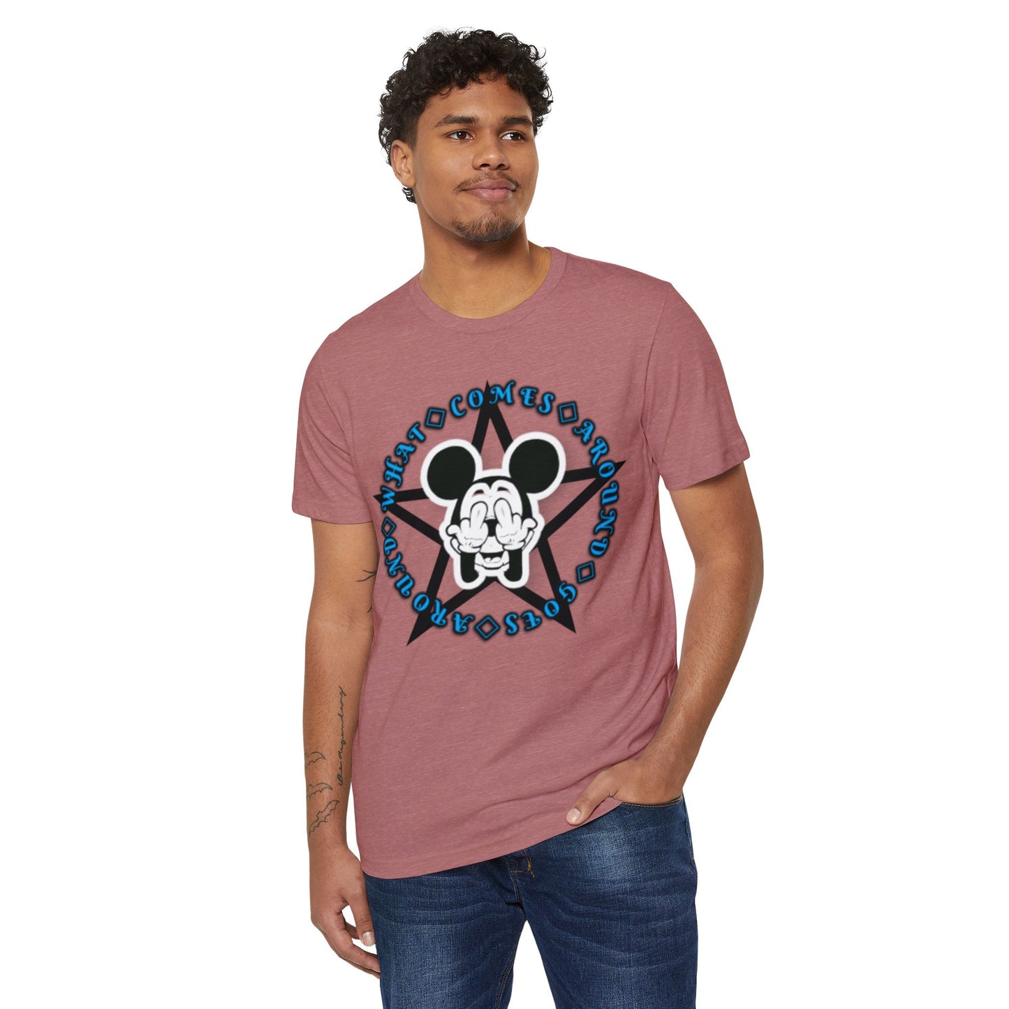 Graphic T-Shirt Bad Mickey Mouse Flipping the Bird Unisex Recycled Organic
