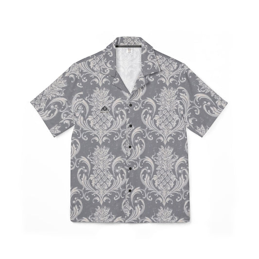 Men's Hawaiian Camp Shirt - Grey Pineapple Design for Summer Vibes