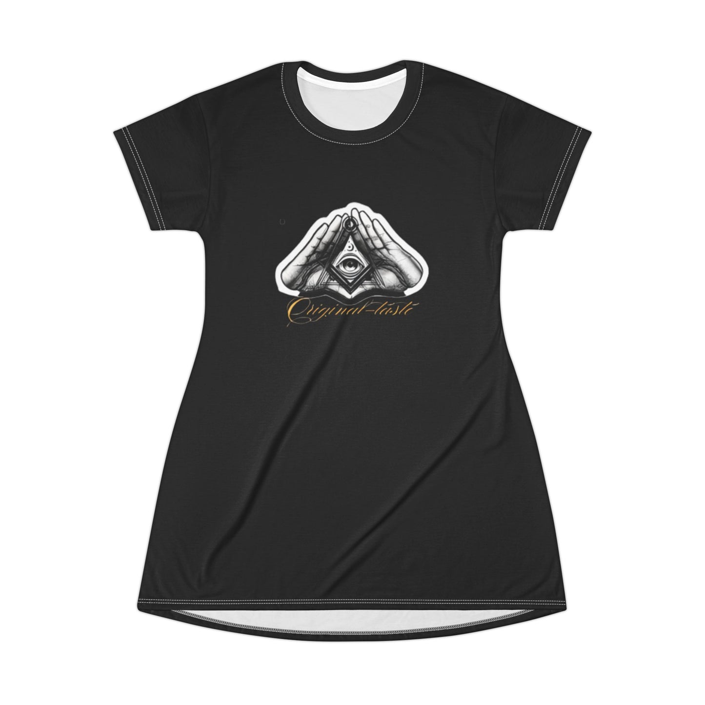 Mystical Hand Symbol T-Shirt Dress, Casual Wear, Boho Style, Gift for Her, Everyday Dress, Festival Outfits, Unique Fashion