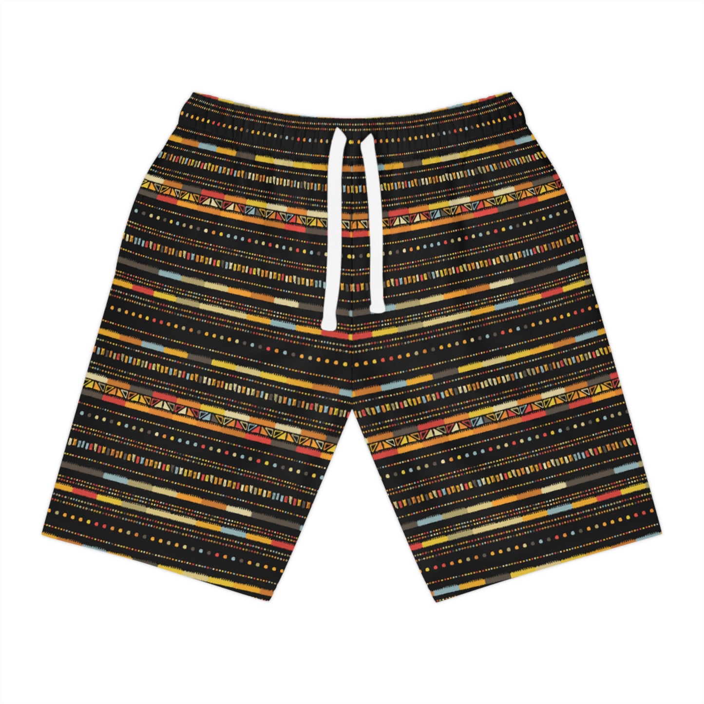 Trendy Athletic Long Shorts | Colorful Geometric Print, Fitness Gear, Summer Style, Beach Wear, Workout Shorts