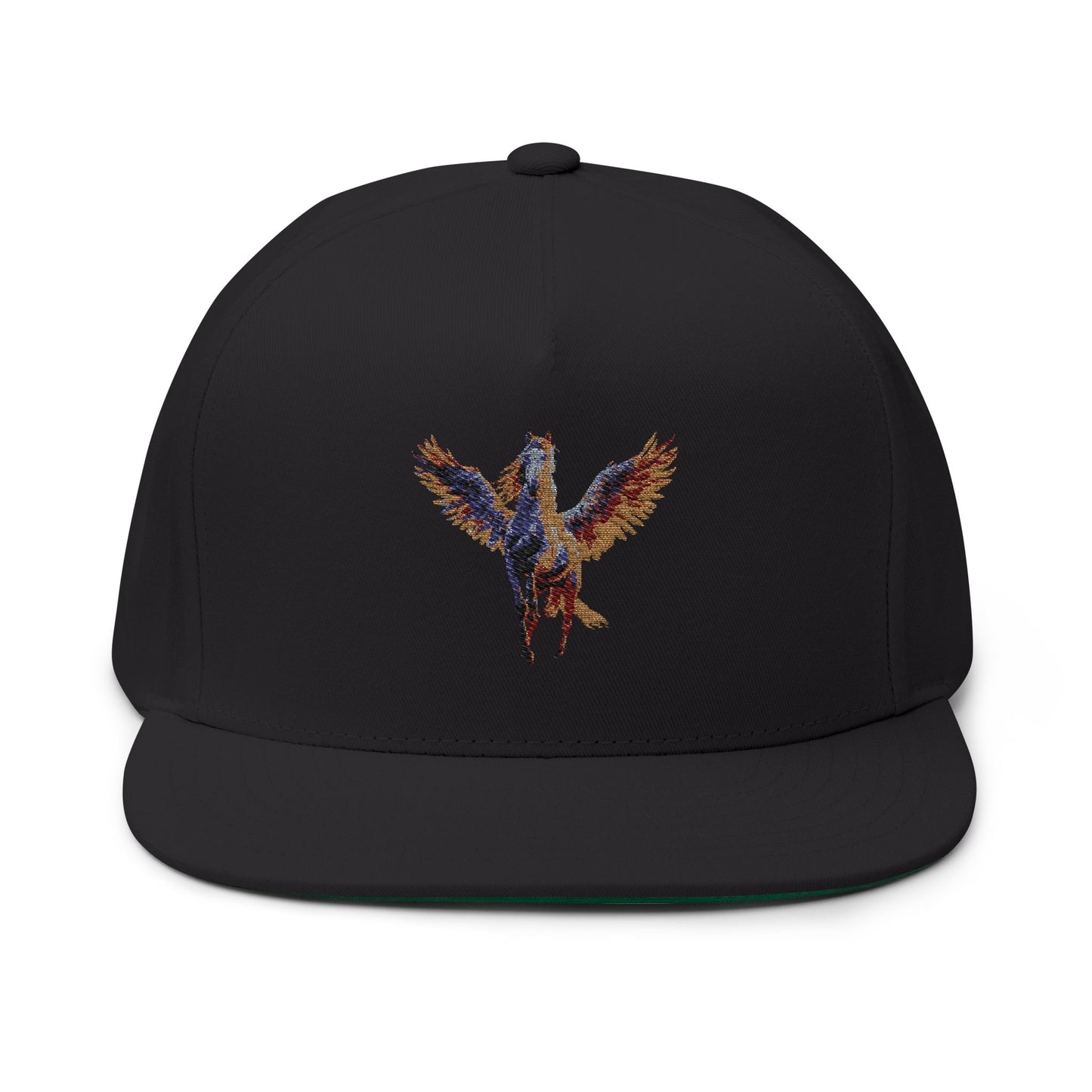 Majestic Pegasus Flat Bill Cap, Embroidered Snapback Hat, Casual Wear, Gifts for Horse Lovers, Unique Headwear