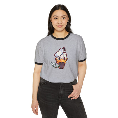 Ringer T-Shirt with Fun Donald Duck and Bad Mickey Mouse Design