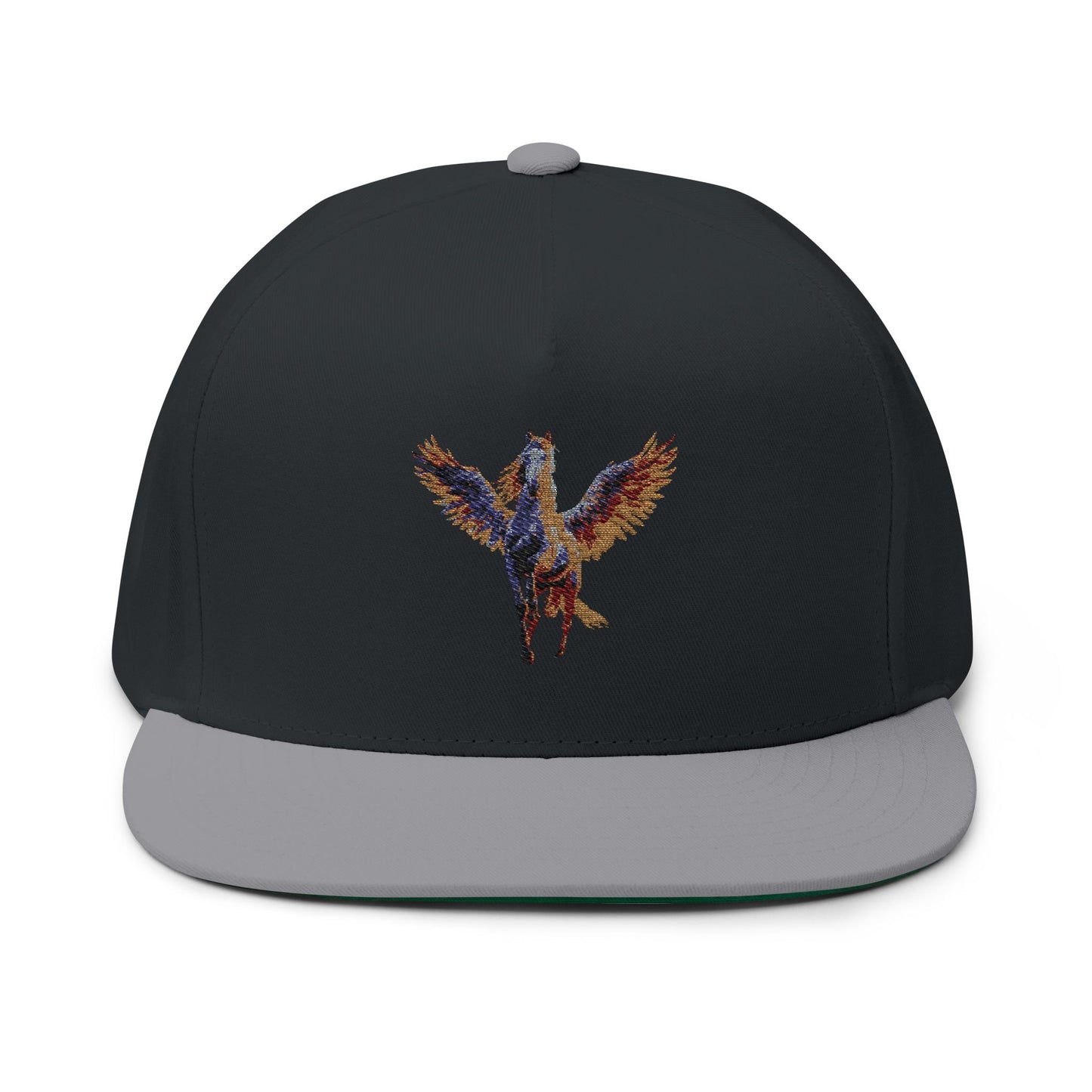 Majestic Pegasus Flat Bill Cap, Embroidered Snapback Hat, Casual Wear, Gifts for Horse Lovers, Unique Headwear