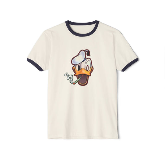 Ringer T-Shirt with Fun Donald Duck and Bad Mickey Mouse Design