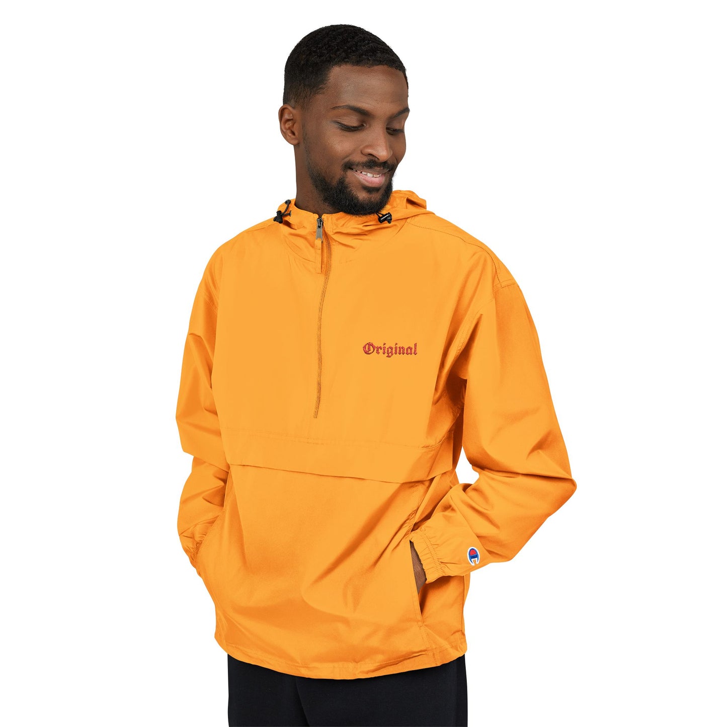 Packable Anorak Jacket - Bright Orange with Original Design