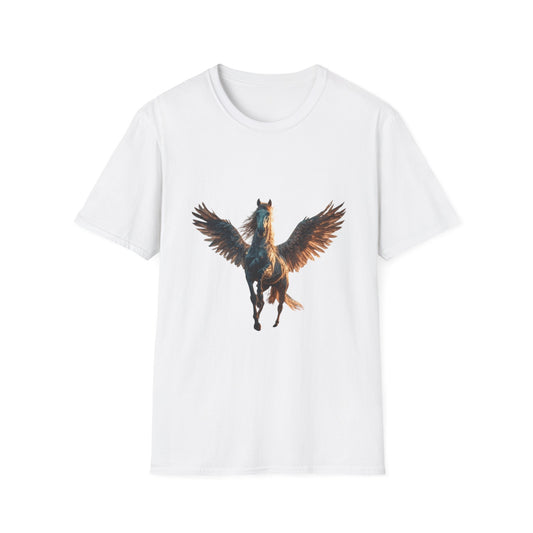 Original-taste Majestic Winged Horse Unisex Softstyle T-Shirt, Fantasy Apparel, Equestrian Gift, Animal Lover Tee, Unique Graphic Shirt