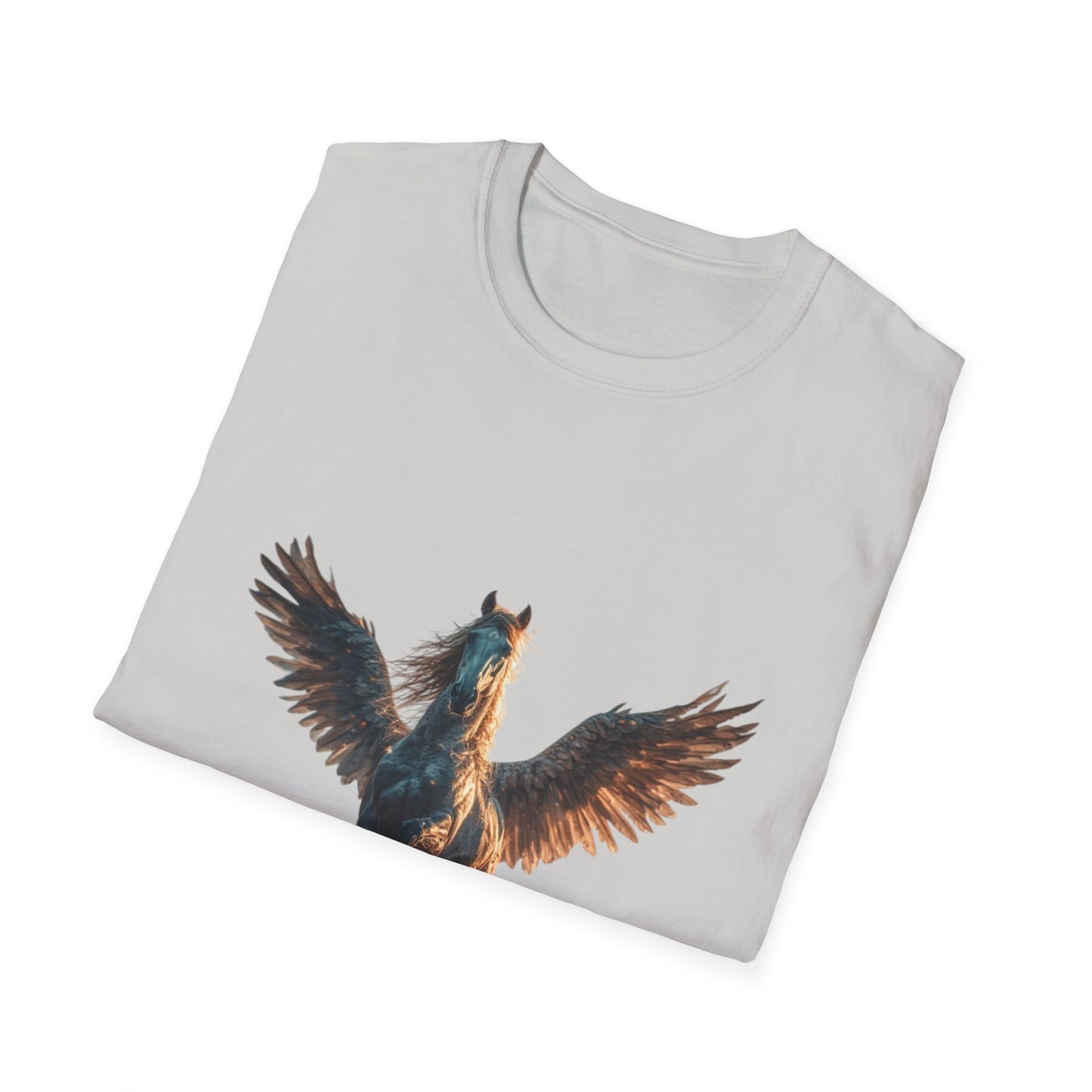 Original-taste Majestic Winged Horse Unisex Softstyle T-Shirt, Fantasy Apparel, Equestrian Gift, Animal Lover Tee, Unique Graphic Shirt